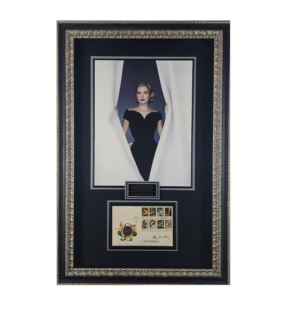 Leipzig Galleries framed display Grace Kelly signed letter 104cm x 69cm (British brand)