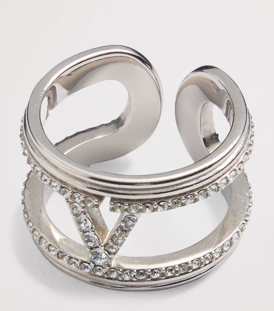 Valentino Garavani crystal VLogo ring (British brand)