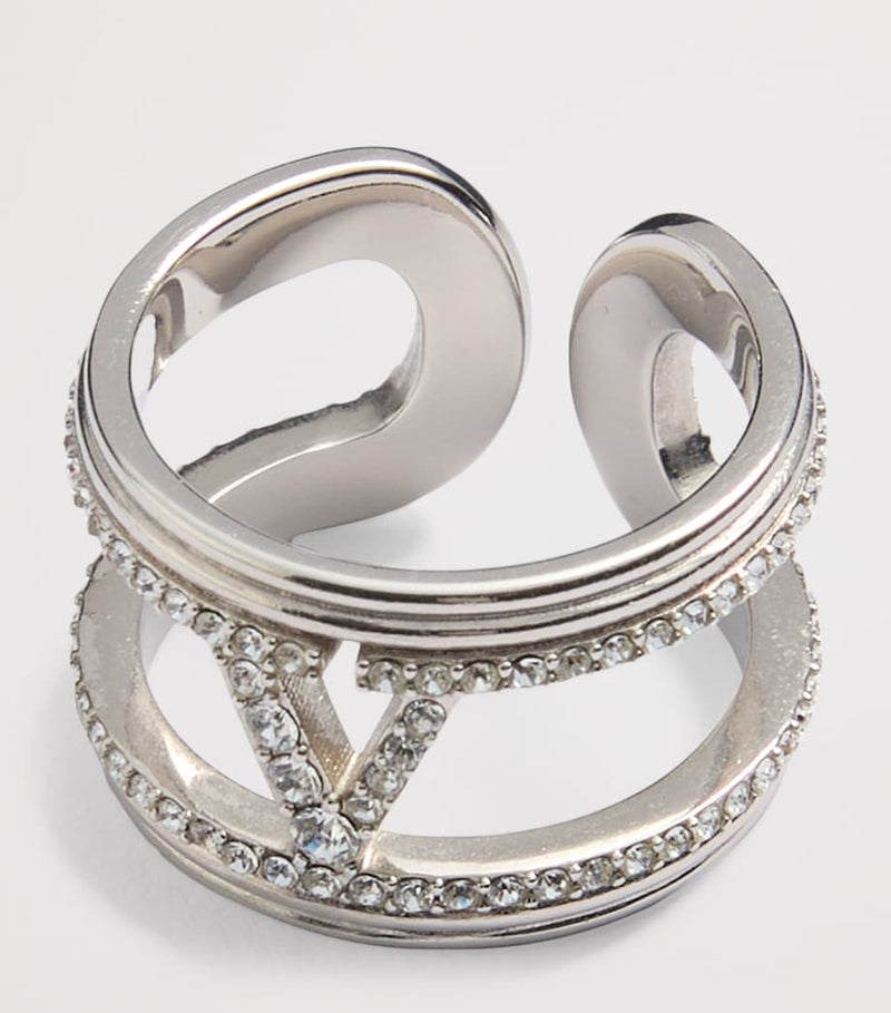Valentino Garavani crystal VLogo ring (British brand)