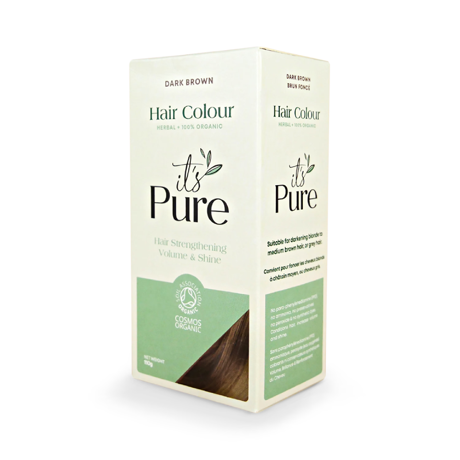 It's Pure Organic Herbal Hair Colour Dark Brown 110g, imported from the UK
