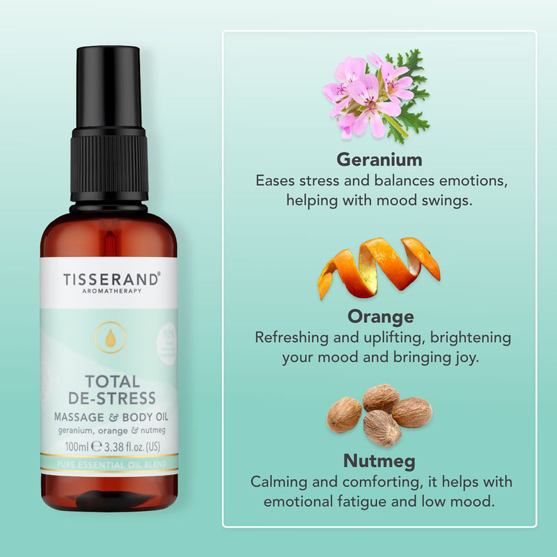 Tisserand Total De-Stress Massage Body Oil 100ml (British brand)