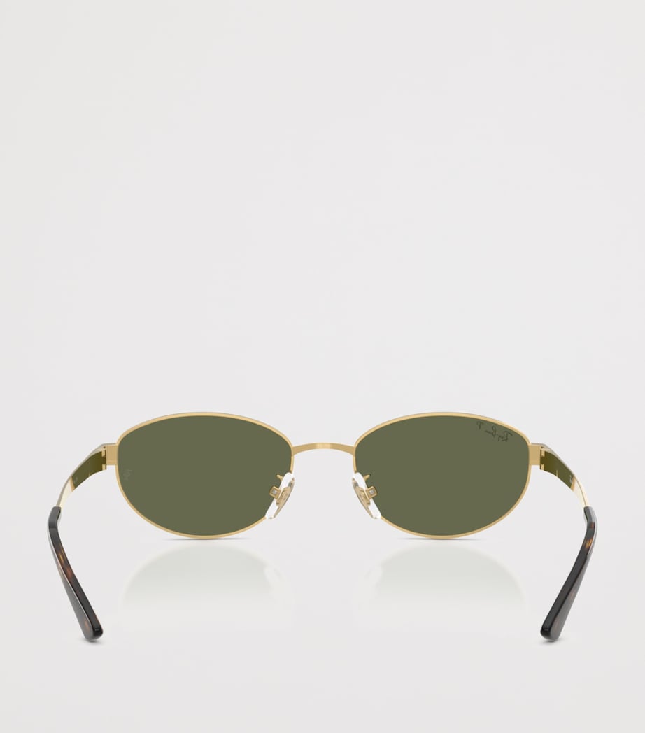 Ray-Ban RB3774D metal oval sunglasses gold-tone, imported from the UK