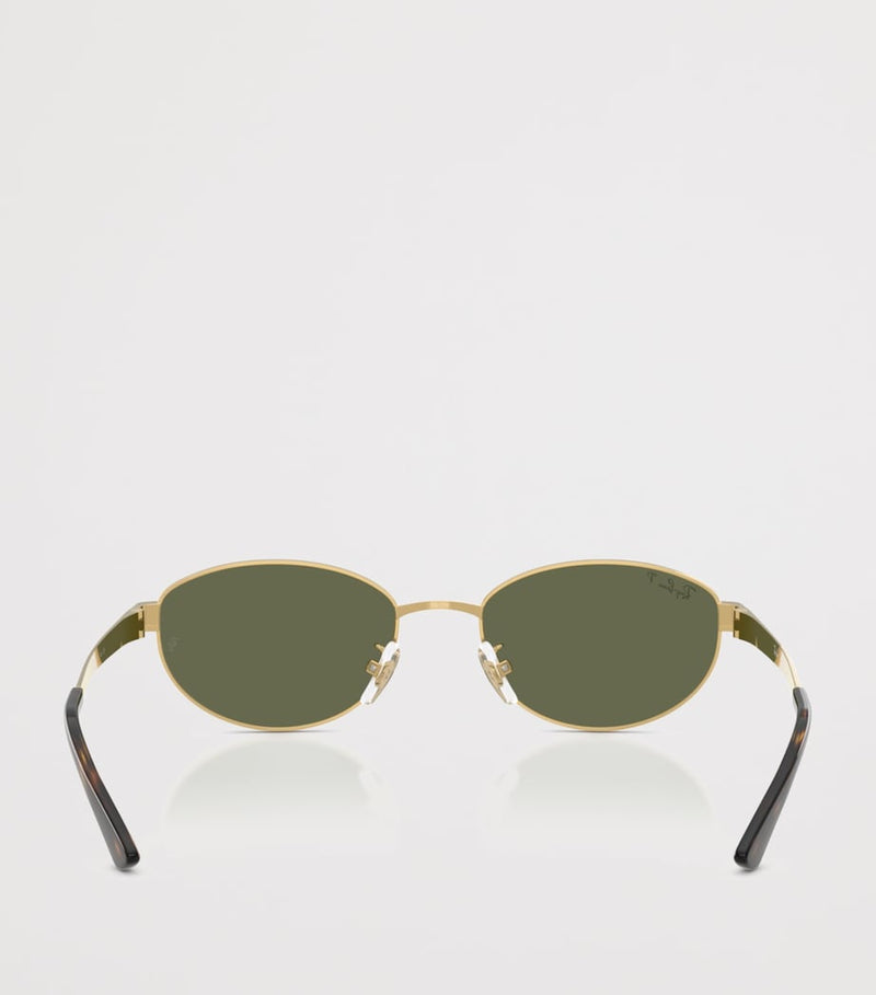 Ray-Ban RB3774D metal oval sunglasses gold-tone, imported from the UK
