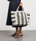 Harrods large jute striped logo tote bag - British product