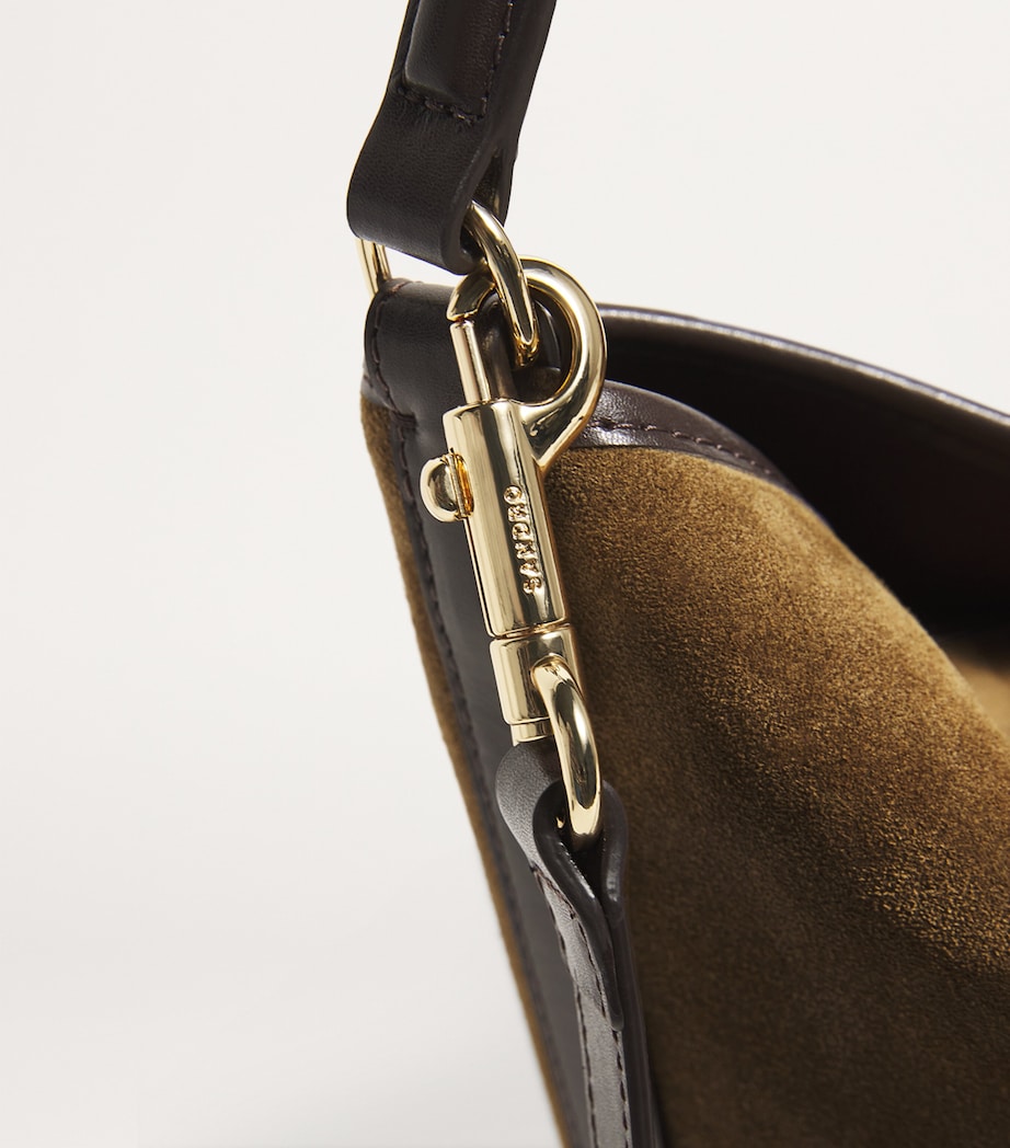 Sandro Paris suede-leather bucket bag 28cm, UK version