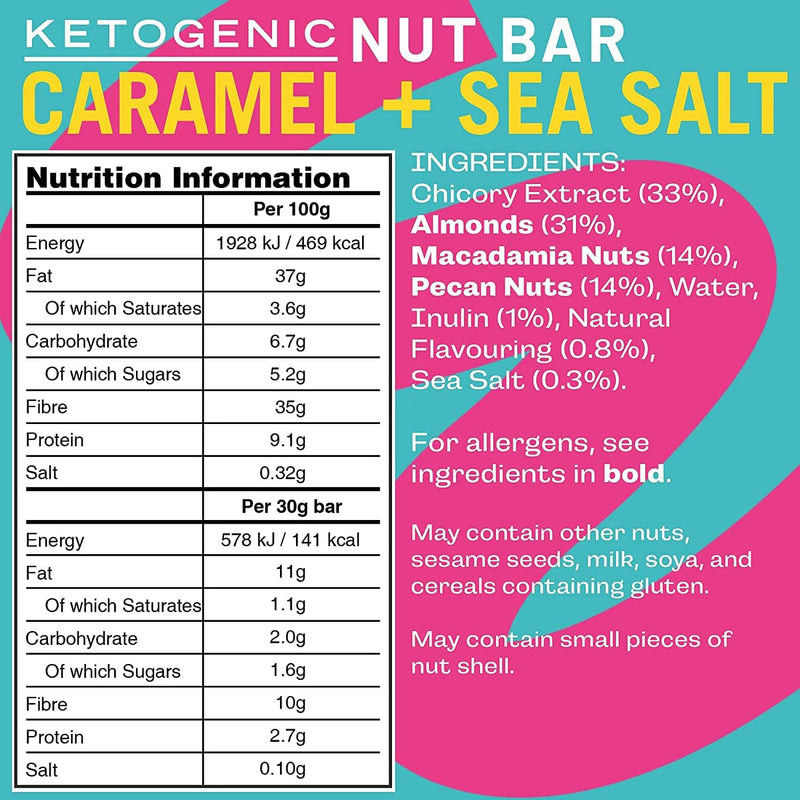 Fatt caramel sea salt bars 20 pack 30g each - British product