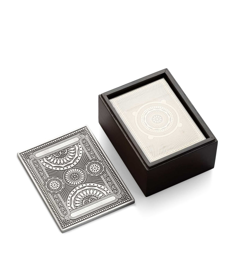 Royal Selangor Ace playing card box rubberwood and pewter, UK version