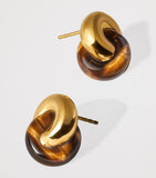 Monica Vinader tiger's eye earrings gold vermeil, UK version
