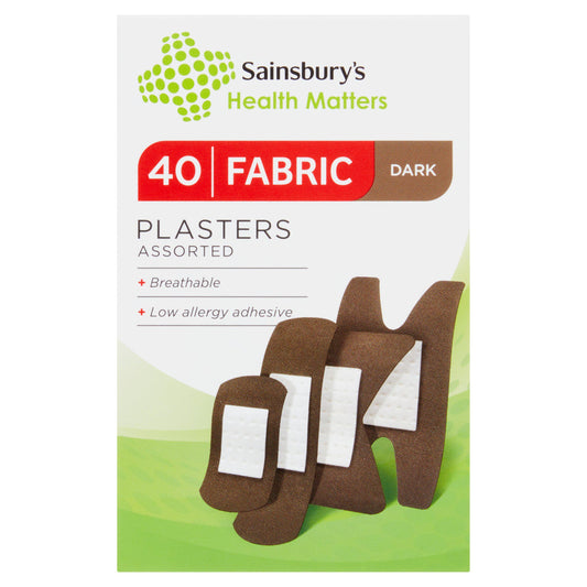 Sainsbury's Fabric Dark Plasters Assorted x40 first aid Sainsburys   