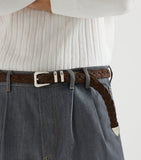 Brunello Cucinelli braided leather belt 3.5cm width, UK version