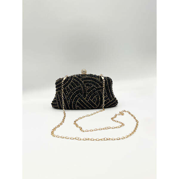SVNX embellished clutch bag black (British brand)