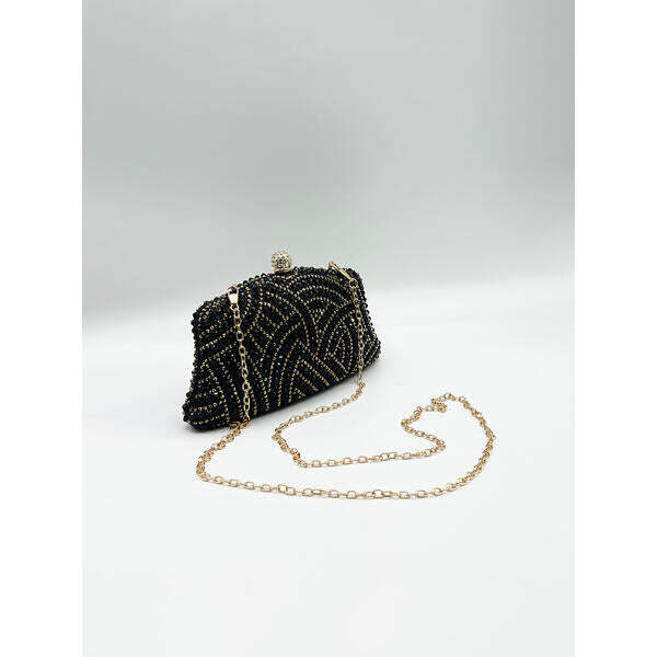 SVNX embellished clutch bag black (British brand)
