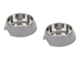 Pet bowl set two stainless steel bowls 200ml - British product
