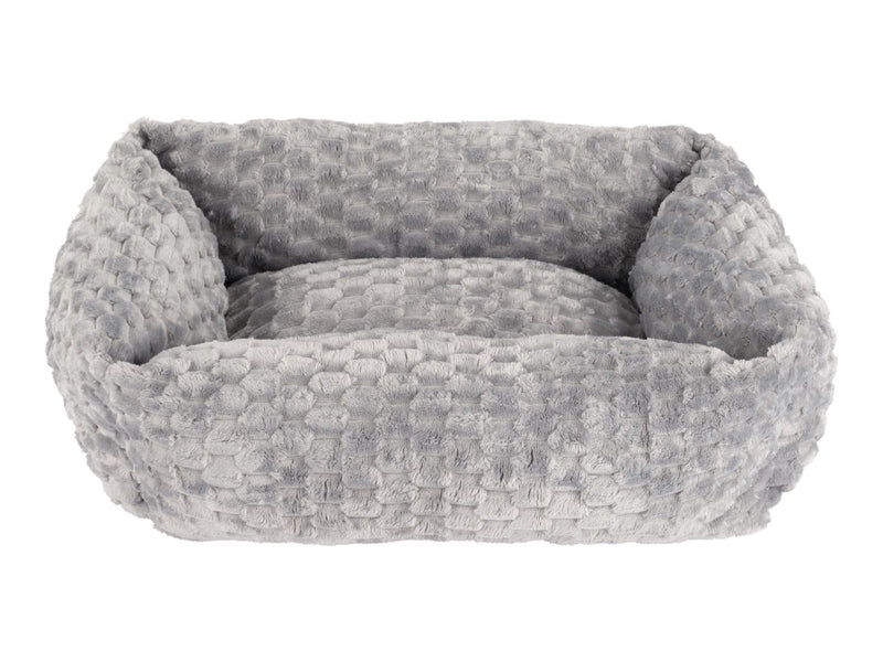 Grey pet bed with non-slip backing, imported from the UK