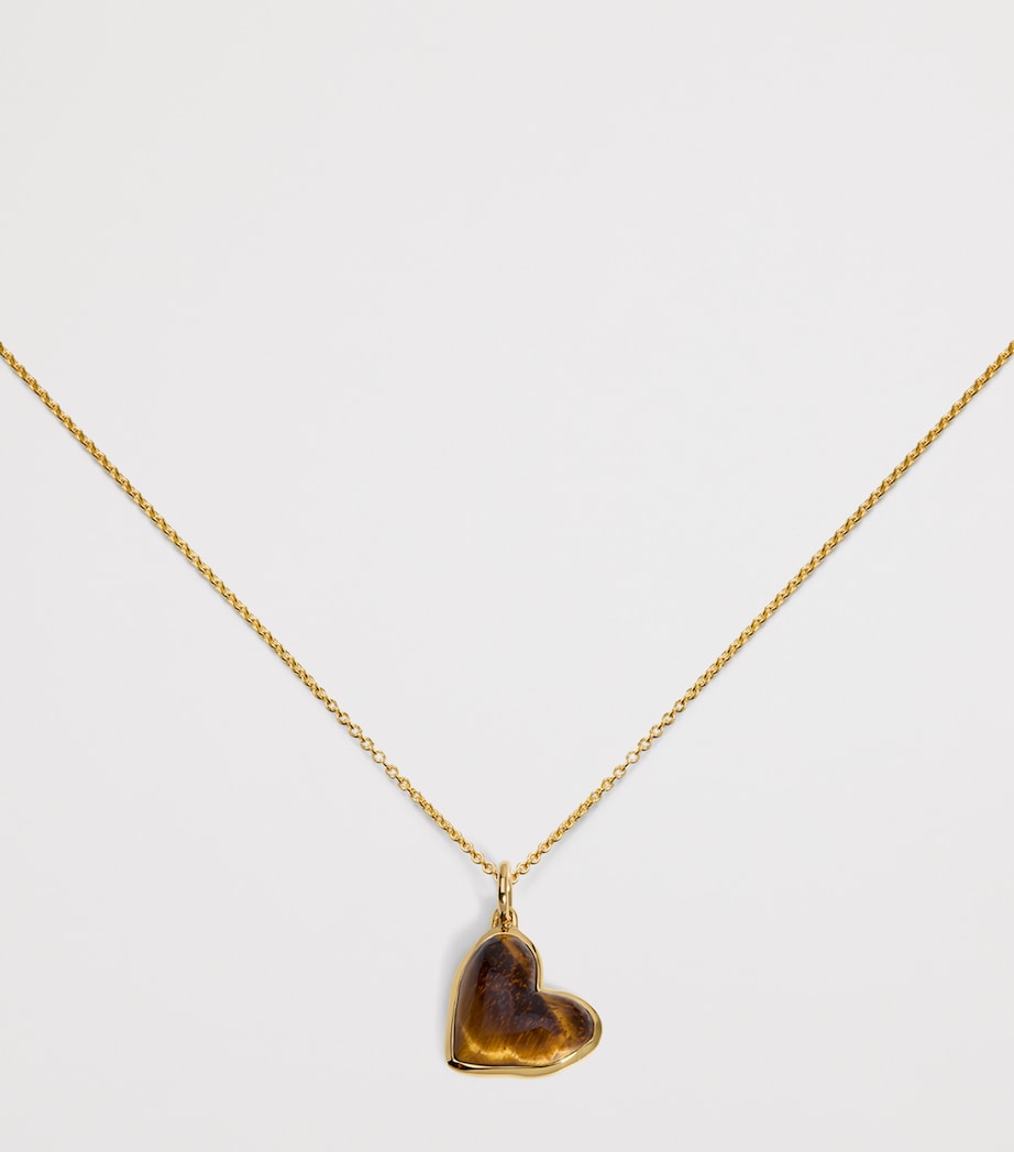Monica Vinader gold vermeil heart pendant with tiger's eye, imported from the UK