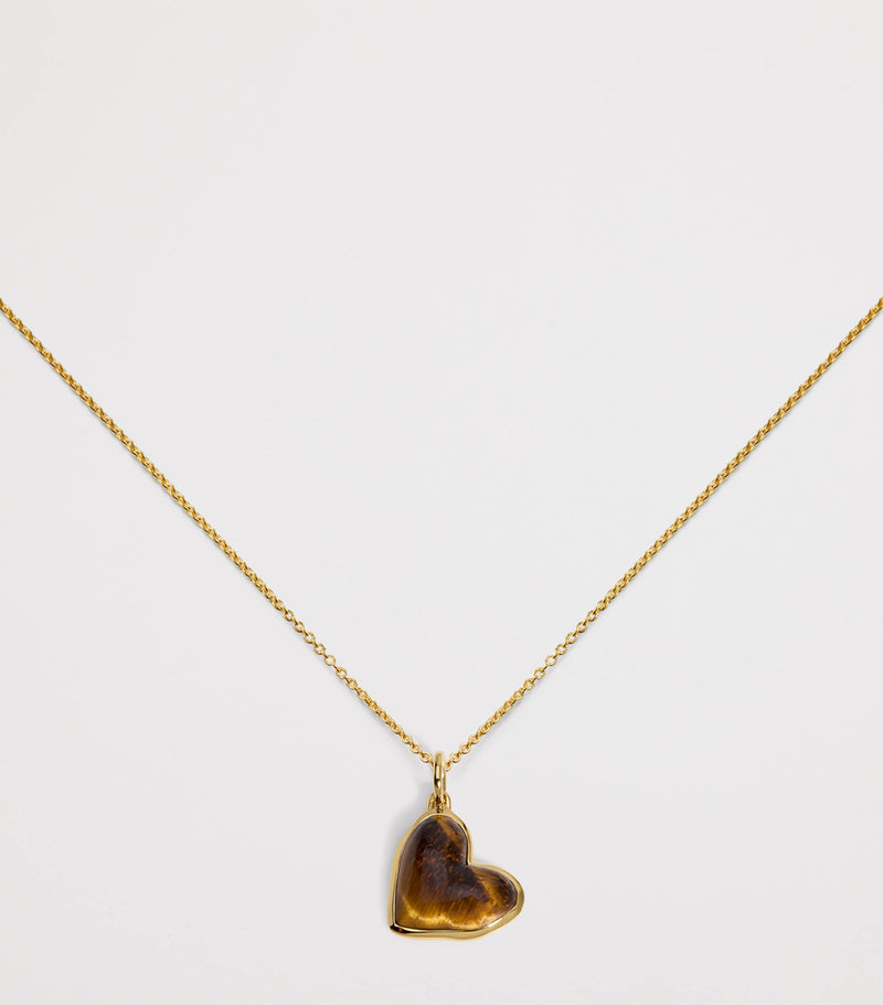 Monica Vinader gold vermeil heart pendant with tiger's eye, imported from the UK