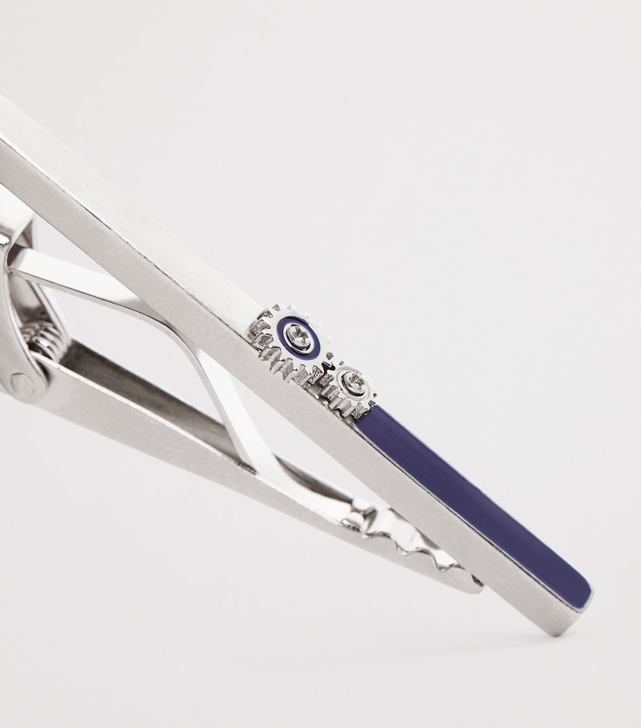 Tateossian gears tie clip brushed silver-tone enamel, UK version