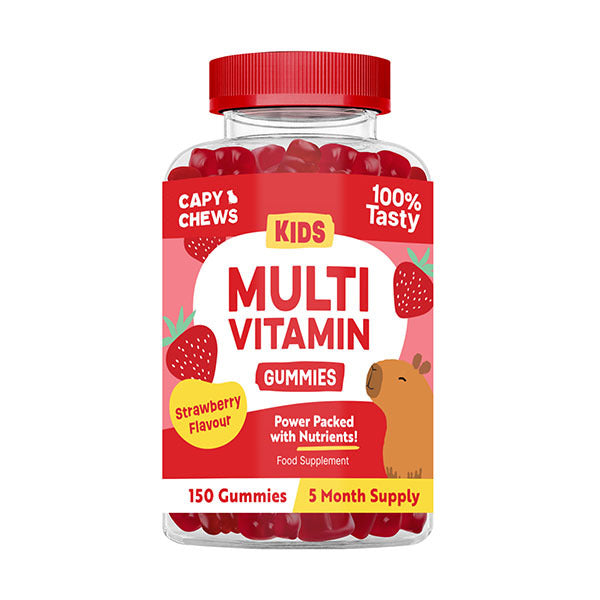 CapyChews kids multivitamin gummies strawberry flavour (British brand)