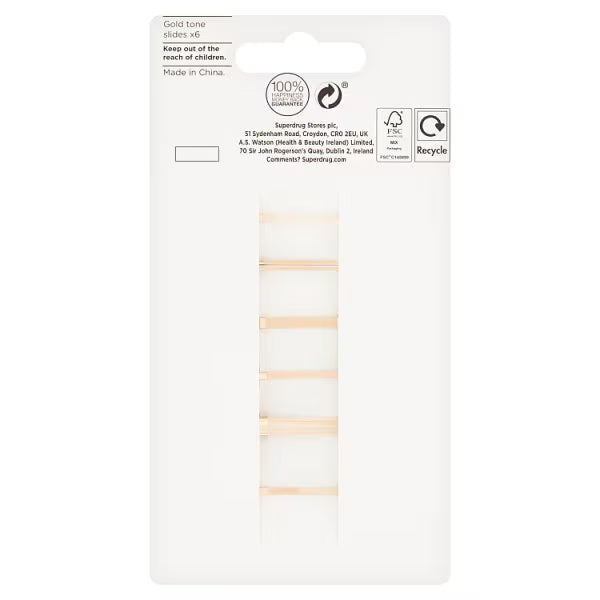 Superdrug Studio Gold Tone Slides x 6 (British brand)