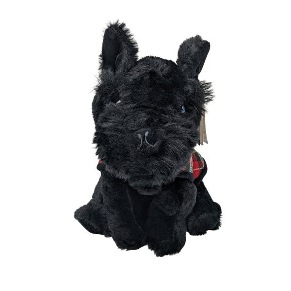 Keel Toys Black Scottie Dog with Tartan Coat 20cm