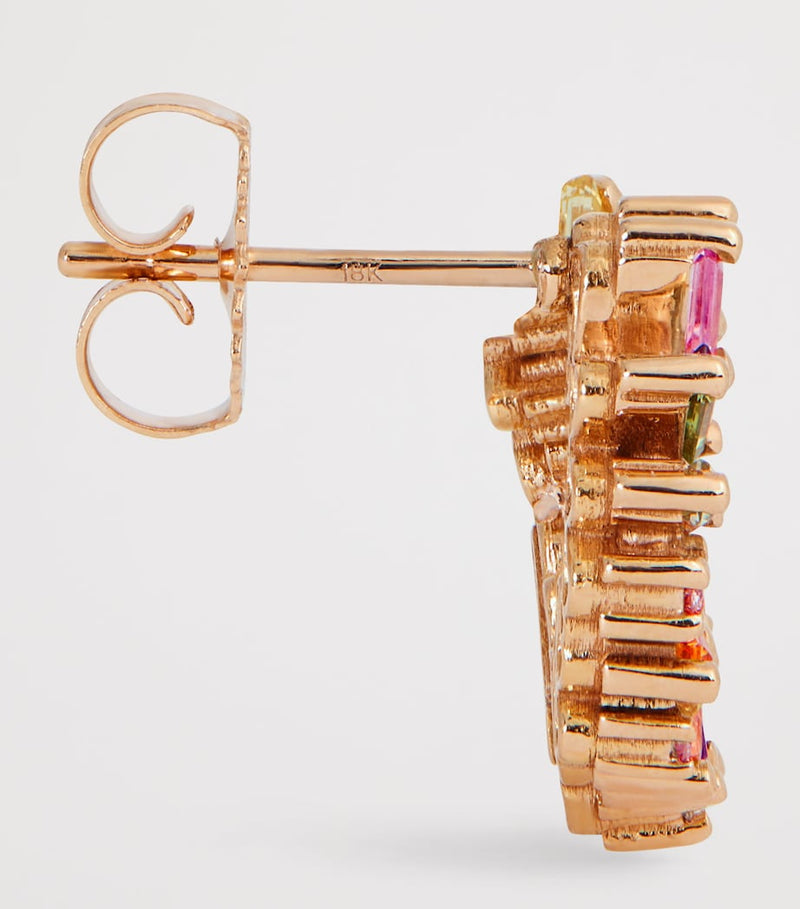 Suzanne Kalan rose gold diamond sapphire hoop earrings (British brand)