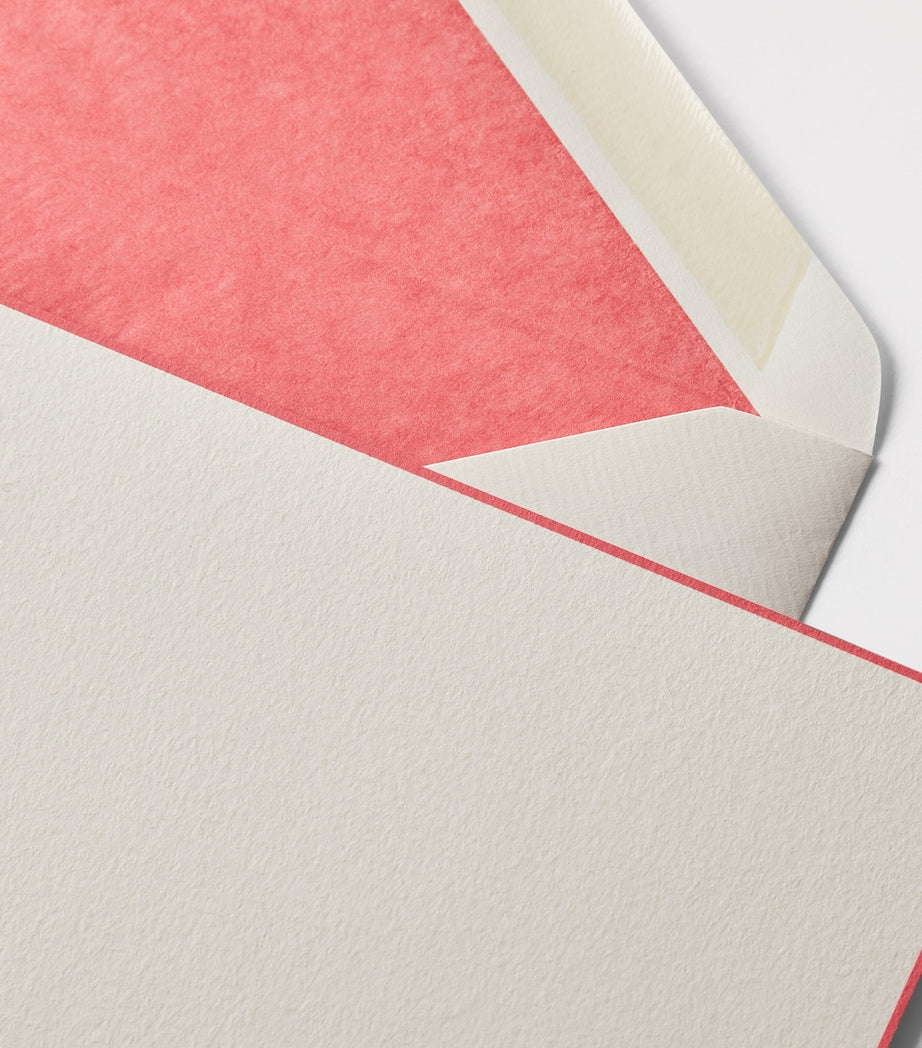 Smythson 10-piece correspondence cards and envelopes set with candy pink borders (British brand)