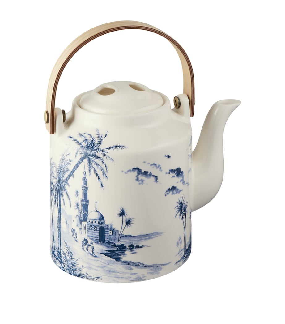 Gien ceramic Japanese teapot blue-and-white transferware, imported from the UK