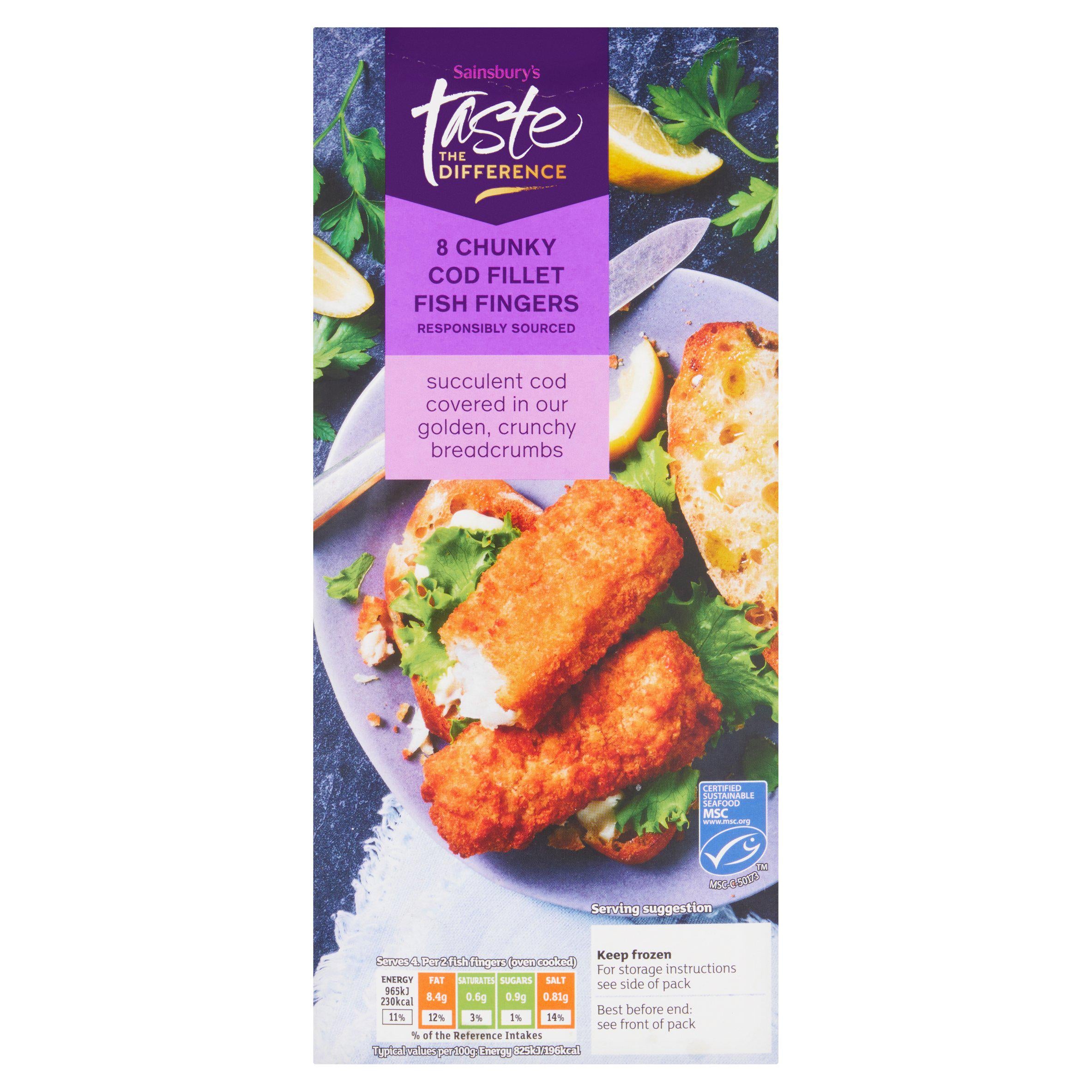 Sainsbury's Chunky Cod Fish Fingers, Taste the Difference x8 480g GOODS Sainsburys   