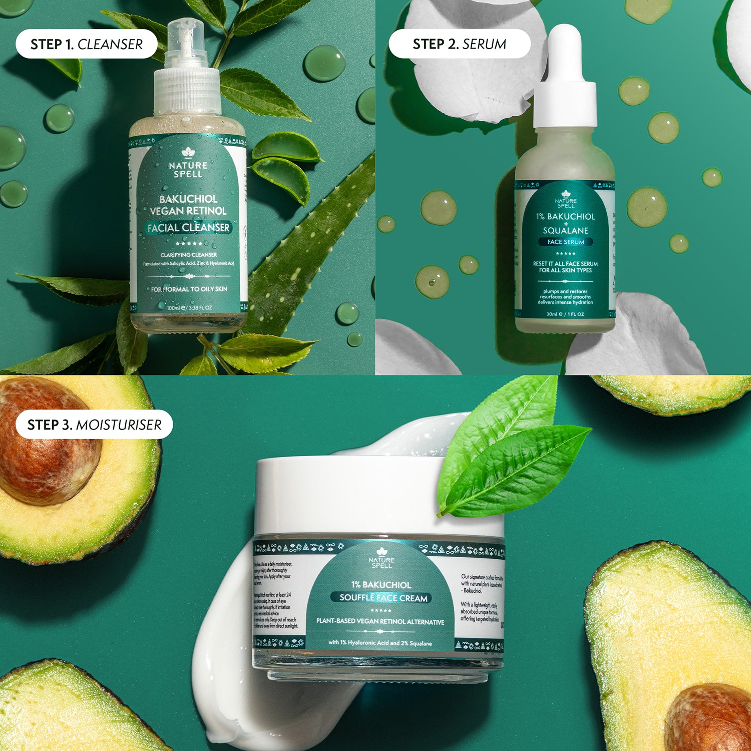 Nature Spell Bakuchiol and Cica Skincare Collection, imported from the UK