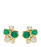 Yellow Gold, Diamond and Emerald Raindance Stud Earrings
