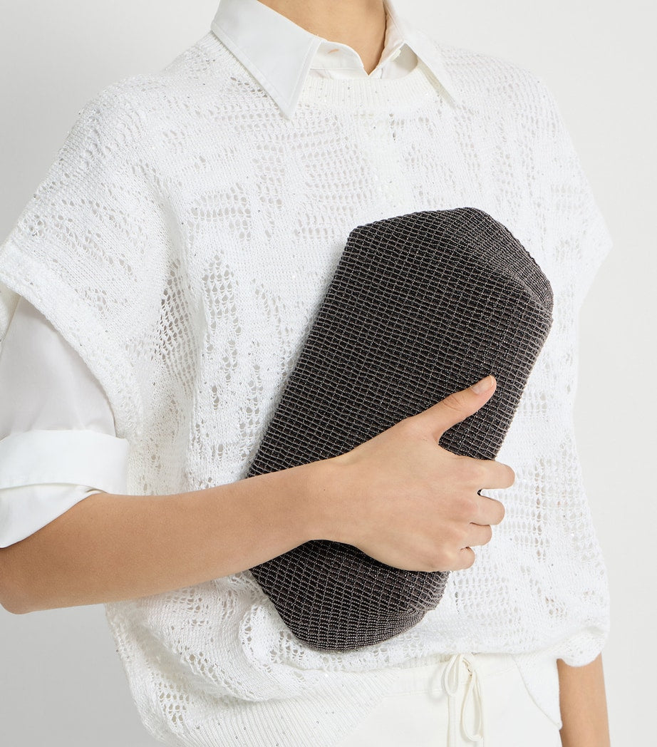 Brunello Cucinelli beaded leather clutch bag - British product