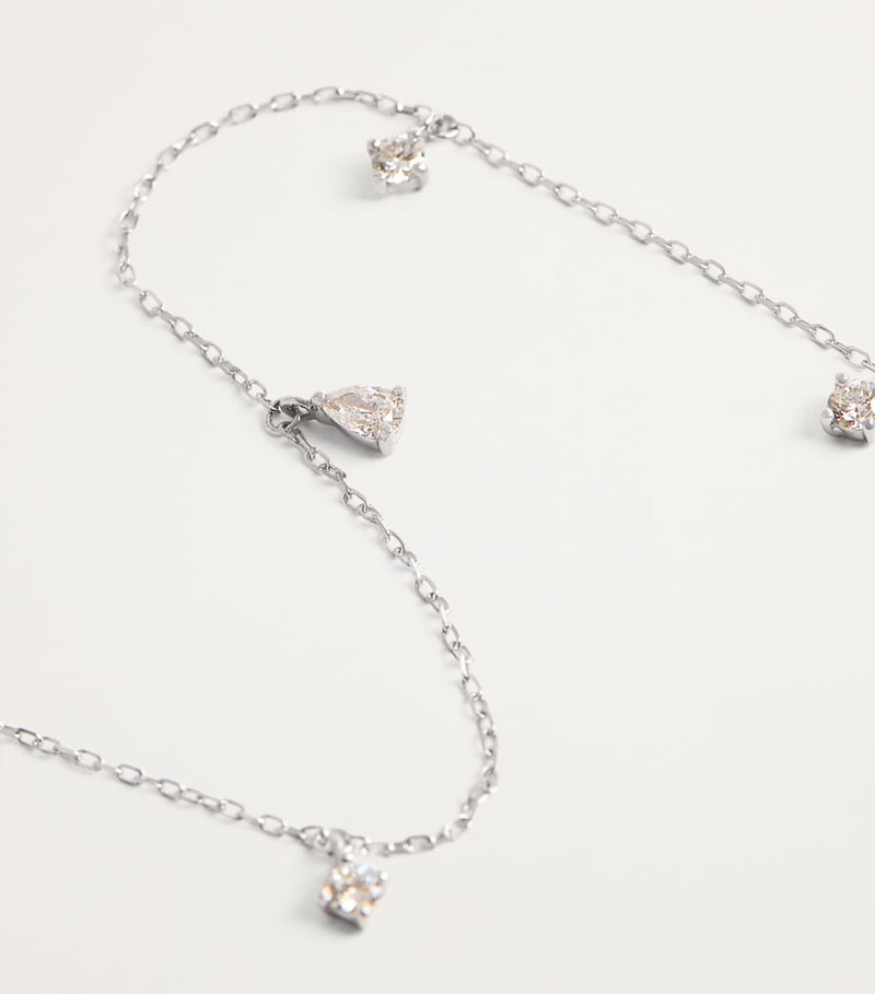 Astrid & Miyu white gold diamond charm necklace 38cm - British product