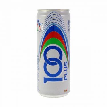 F&N 100 Plus carbonated isotonic electrolyte drink can, UK version
