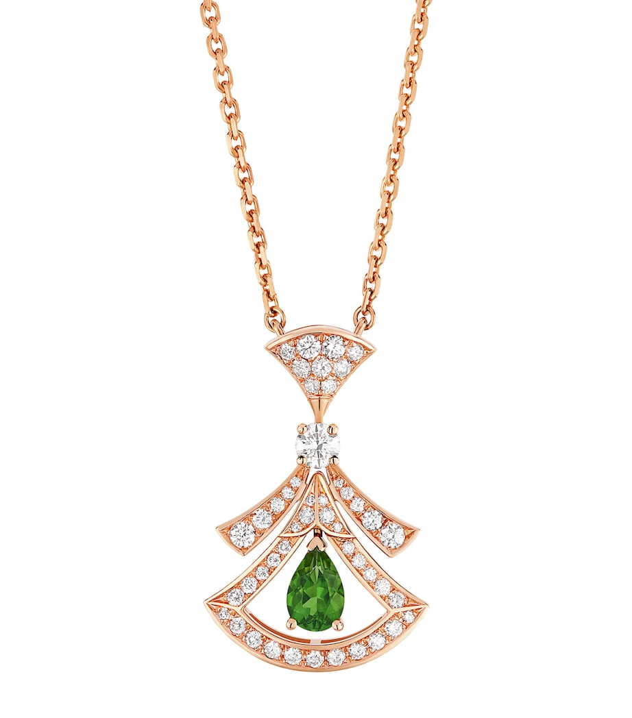 Bvlgari Divas' Dream rose gold necklace diamonds green tourmaline (British brand)