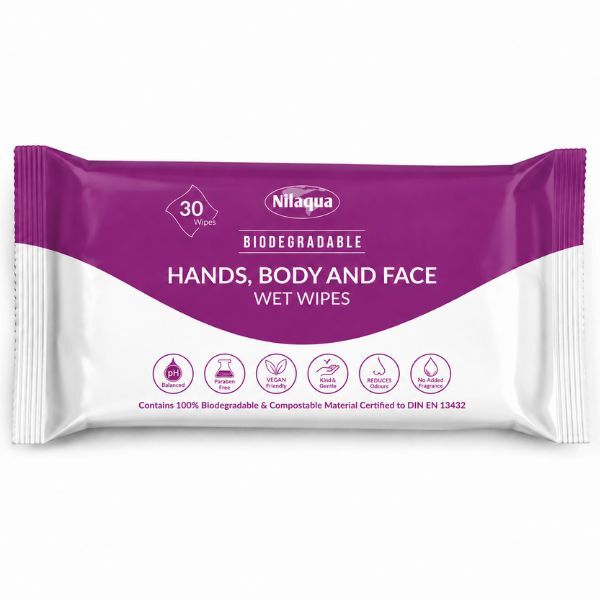 Nilaqua compostable wipes 30 pack (British brand)