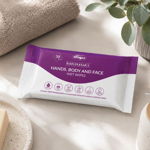 Nilaqua compostable wipes 30 pack (British brand)