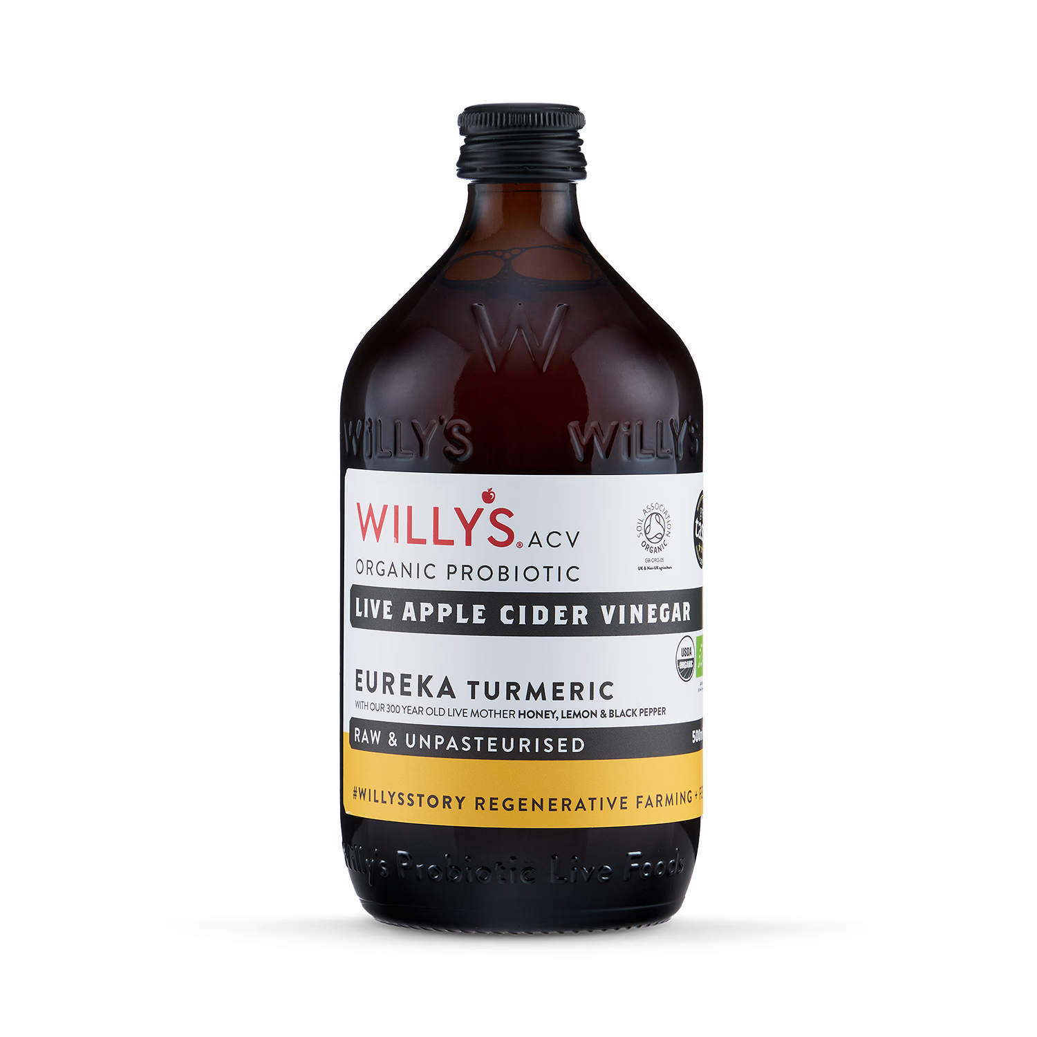 Willy's organic honey turmeric apple cider vinegar 500ml, imported from the UK