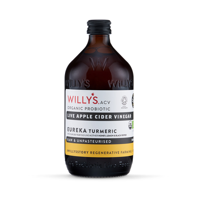 Holland & Barrett Willy's Organic Honey & Turmeric Live Apple Cider Vinegar 500ml- Buy online at McGrocer