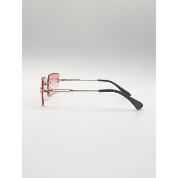 SVNX frameless square sunglasses in pink - British product