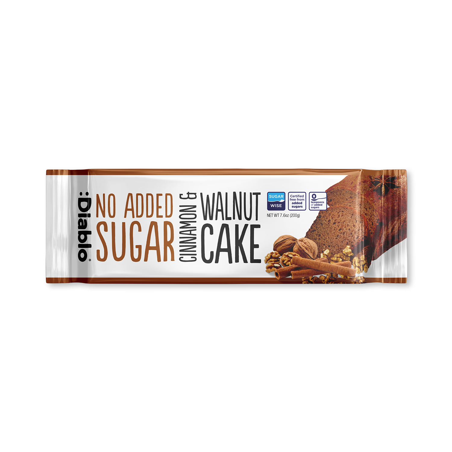 Diablo no added sugar cinnamon walnut cake 200g, UK version