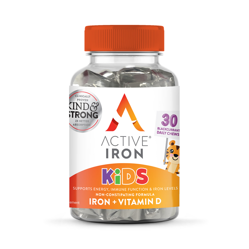Active Iron Kids blackcurrant chewable 30 count, UK version