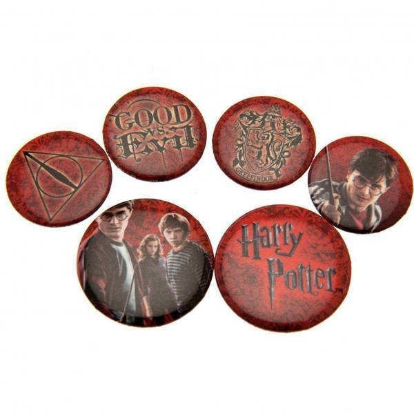 Harry Potter button badge set with 6 assorted badges (British brand)