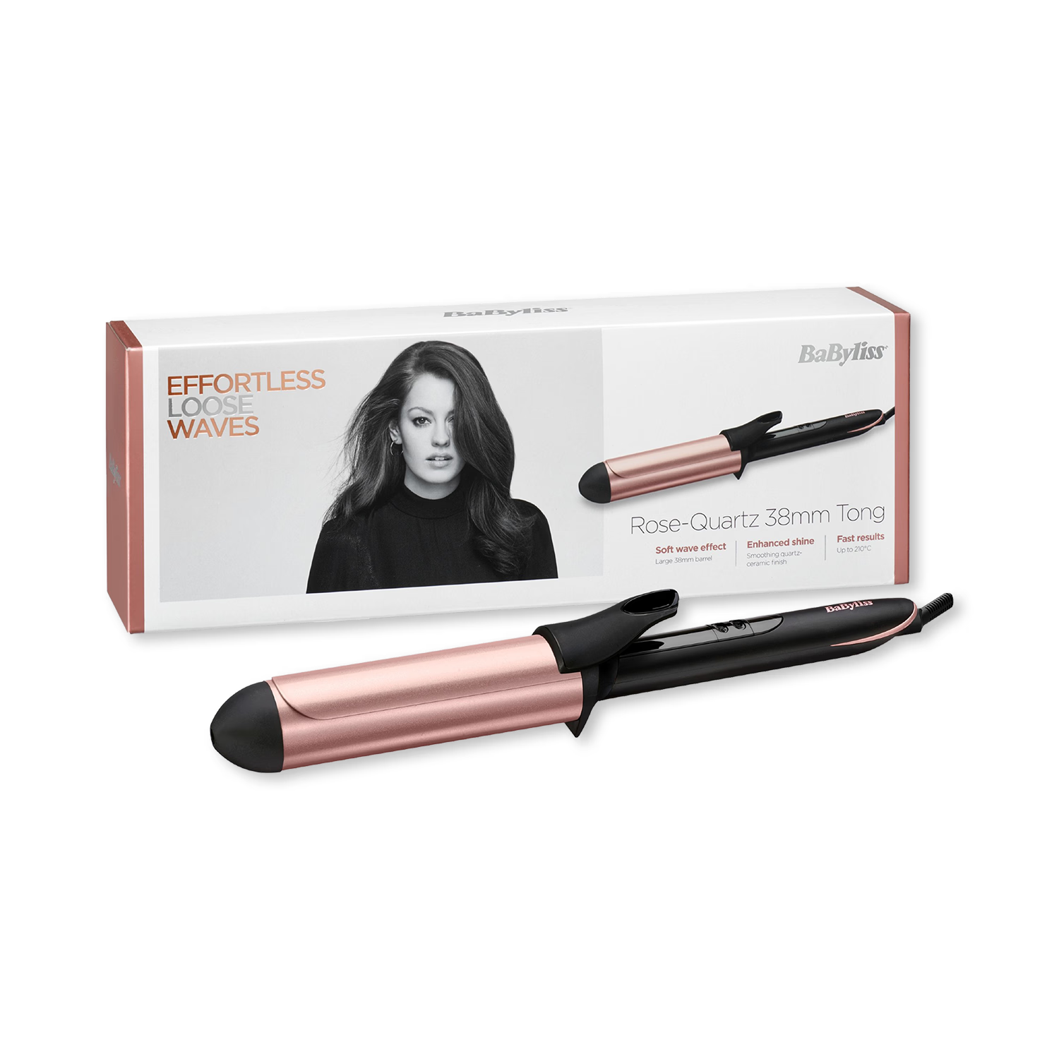BaByliss Rose Quartz curling tong 38mm, UK version