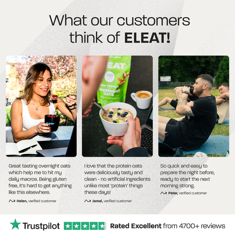 ELEAT overnight oats dark chocolate 400g, imported from the UK