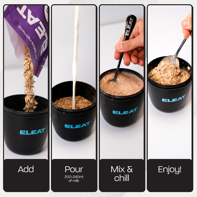 ELEAT overnight oats dark chocolate 400g, imported from the UK