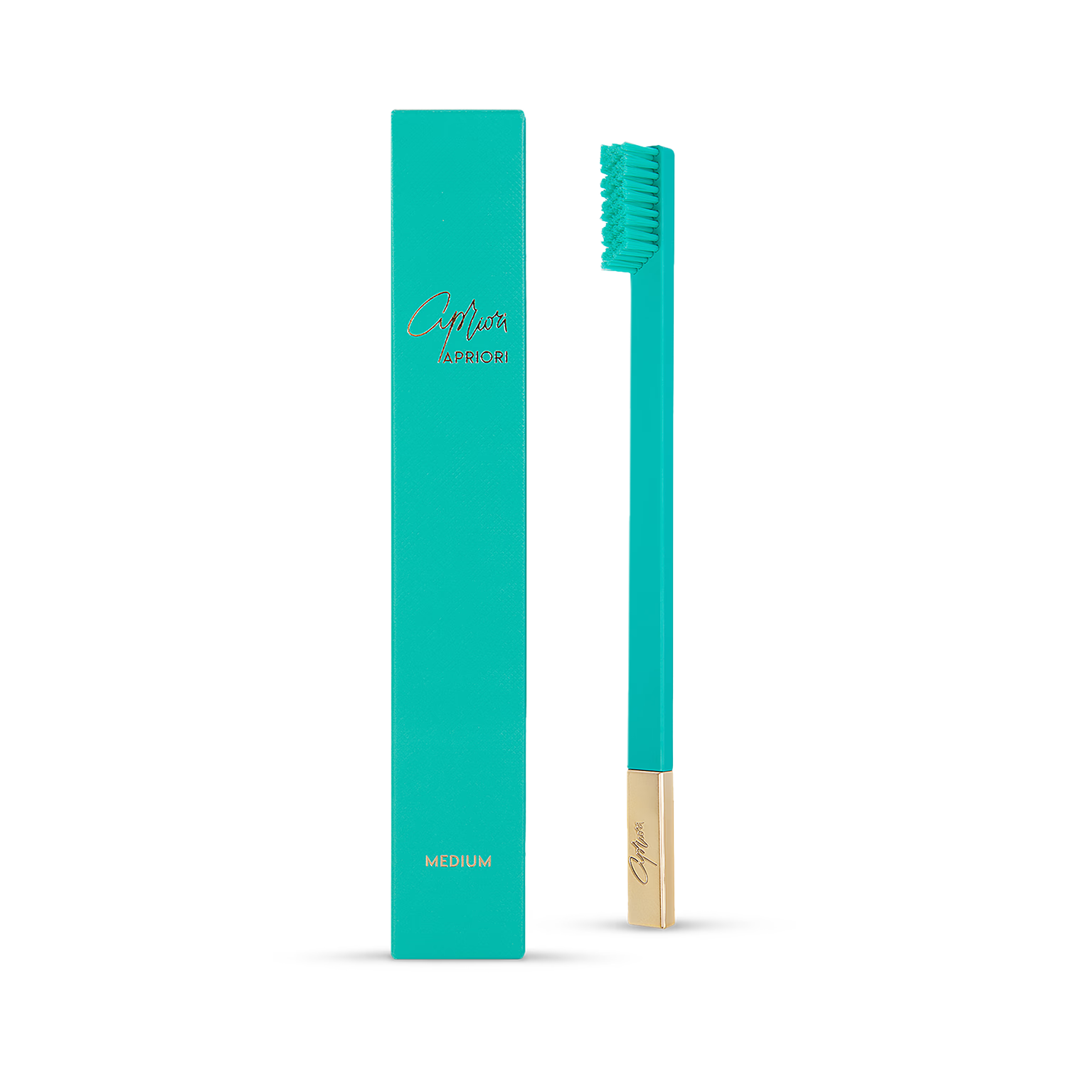 APRIORI turquoise blue gold medium toothbrush - British product