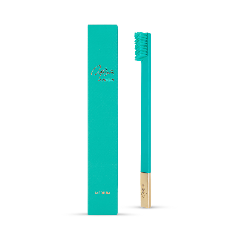 APRIORI turquoise blue gold medium toothbrush - British product