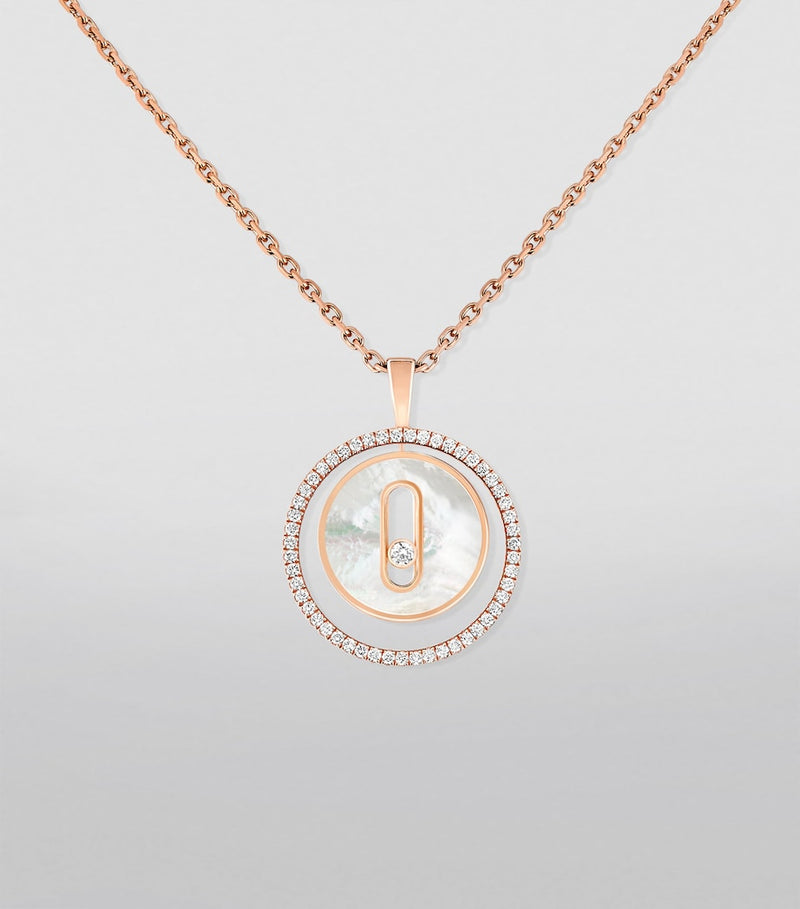 Messika pink gold diamond mother-of-pearl necklace 0.18ct (British brand)