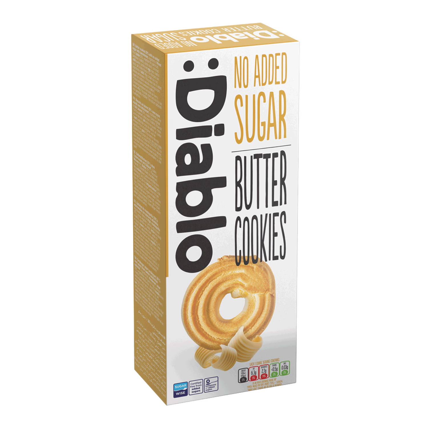 Diablo no added sugar butter cookies 135g pack (British brand)