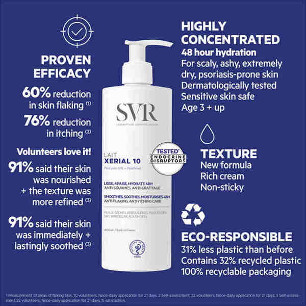 SVR Xerial 10 Urea Body Moisturiser 400ml (British brand)